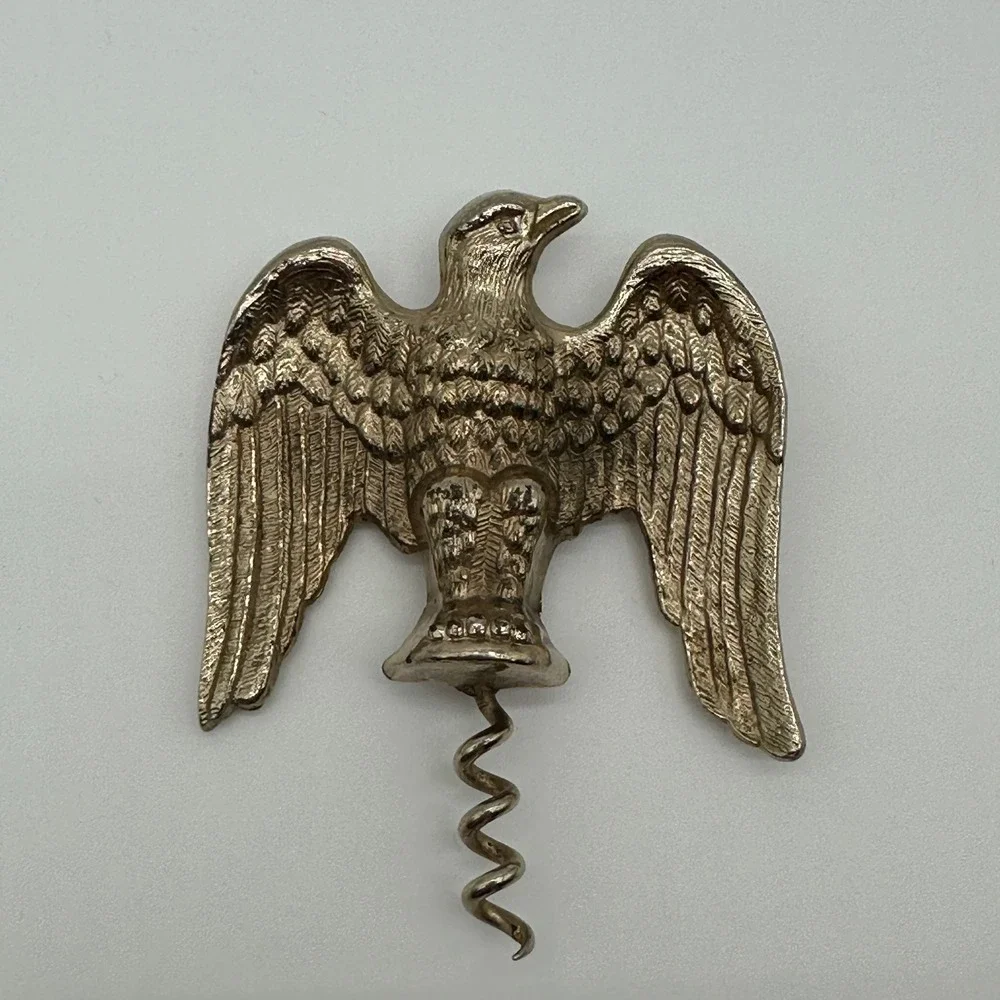 Vintage Eagle Corkscrew Brass Metal Spread Wing Wine Bottle Opener Patriotic